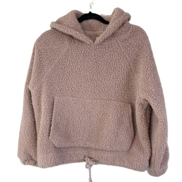 American Eagle Outfitters Sherpa pullover hoodie Dusty Pink Size Medium - Picture 7 of 8